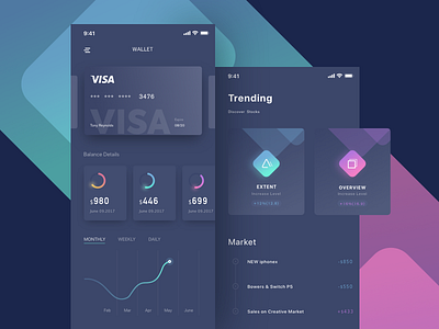 My Wallet app data iphonex layout market pink ui visa wallet