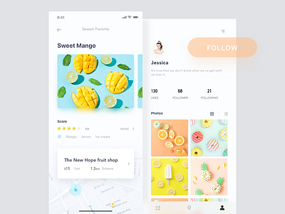 A fruit shop app app fruit layout lemon mango profile sweet ui ux
