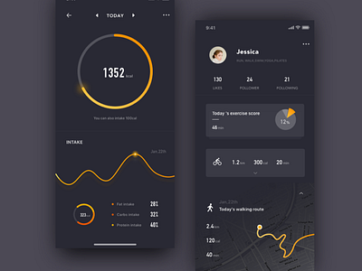 Sport App_01 data diet fit fitness health layout profile run sport ui ux walk