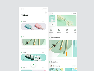 An app of daily life app daily green layout life live ui ux