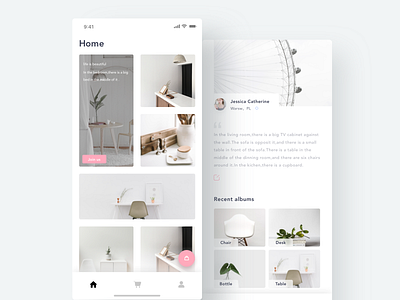 An App of e-commerce-Profile app e commerce furniture layout minimal pink short store ui ux