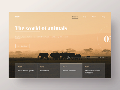 The world of animals aferica animal elephant layout ui web