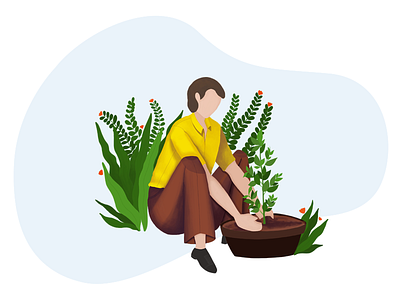 Gardener design flower gardener gardening home gardening icon illustration interaction man mobile planting plants