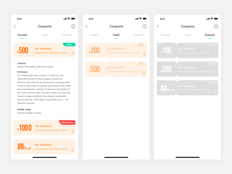 Coupon UI design by eleven_liu on Dribbble