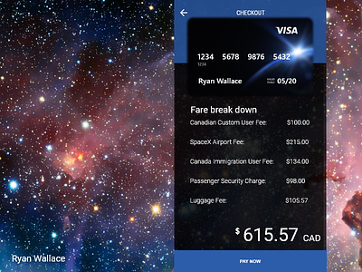 #002 Daily Ui Credit Card - SpaceX Flight to Mars Concept daily ui daily ui credit card daily-ui toronto ttc
