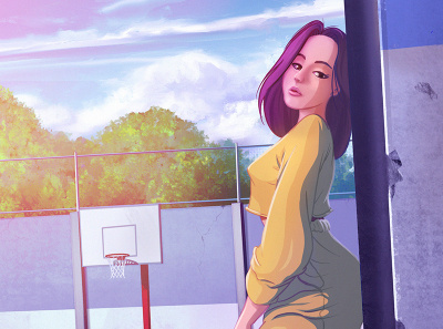 Playground anime background basketball digitalart digitalpainting girl illustration ipad manga painting playground procreate