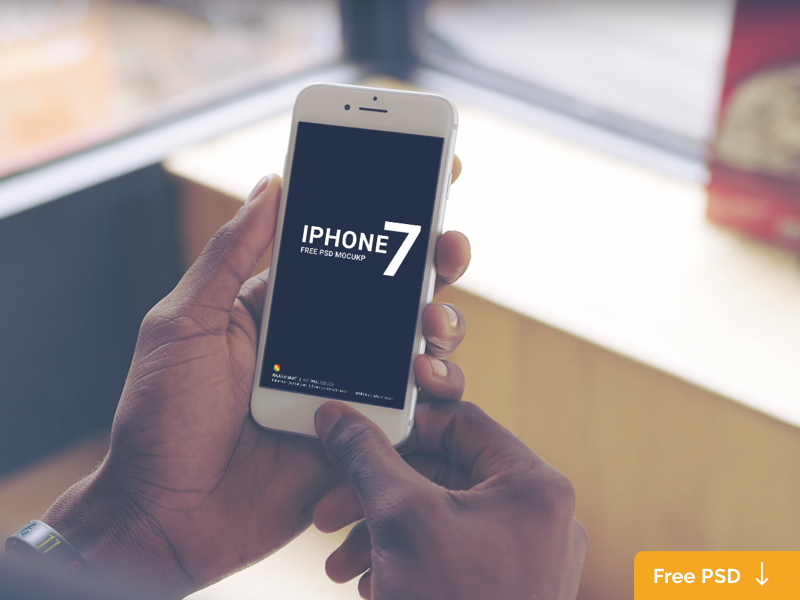 Download White iPhone 7 Holding in Hand Mockup for Free Psd - Download by Rajeev Karemane on Dribbble