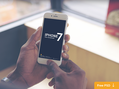 White iPhone 7 Holding in Hand Mockup for Free Psd - Download