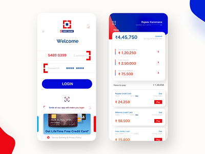 HDFC Bank App Retail (Redesign iOS 2020) 11pro 2020 appdesign bank banking app bluegreen clean creative design hdfc india iphone kalaramoon latest design trends minimal money rajeev saving white