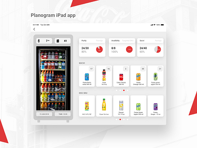 Planogram iPad app 2020 clean coke cooler creative dashboard design designer flat ios ipad ipadapp kalarmoon minimal product design product page ui design uiux vending machine vendingmachine