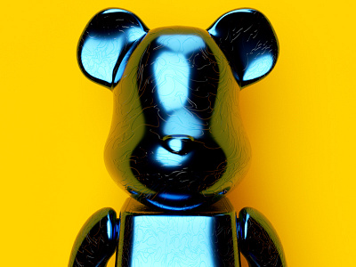 Originalplan Chromeblue Xyz Camo Bearbrick 3d digital art modelling rendering texturing toy design