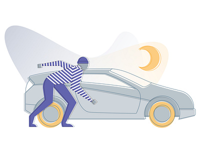 Thief illustration app car geometric graphic design illustration illustrator monitoring car night software thief thief illustration vector