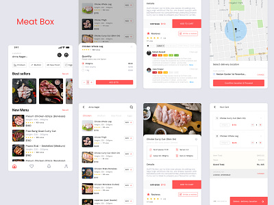 Meat box, Fresh Meat Delivery App Design android app booking delivery design food app meat mobile ui ux