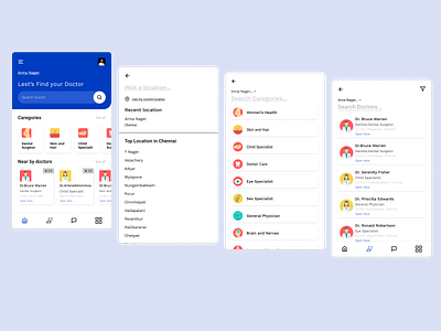 Doctor's Finding And Appointment App android app booking design doctor health hospital illustration mobile ui ux