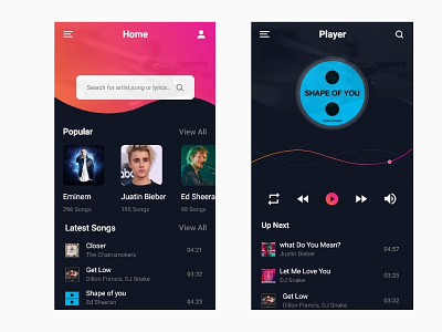 Music Player app design music pause play player ui