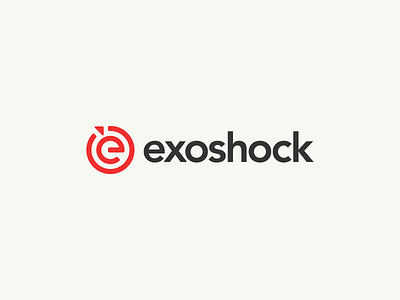 Exoshock Logo e economic economy geometric logo minimal red round simple tech technology