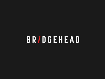 Bridgehead business consulting lettering logo professional services red sans simple slash wordmark