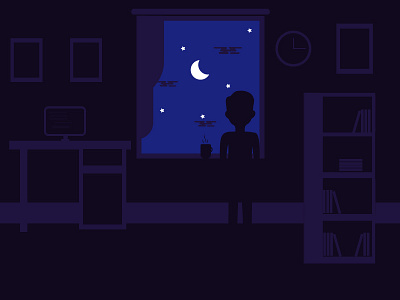 Night life coffee cup dark illustration home illustration house illustration man man illustration moon. night life