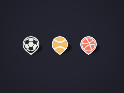 Some Sport Map Pins design football icon map pin soccer sport tennis ui ux