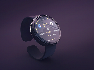 Smart watch 3d model and live results app concept design