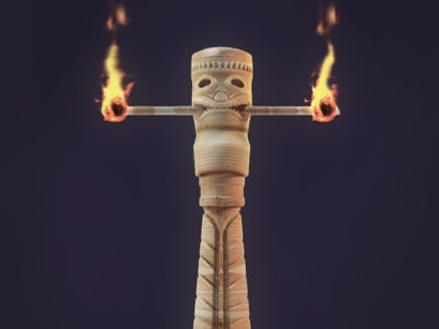 Tiki ? 3d fire game interface tiki totem ui wood