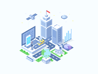 Research and Technology / Isometric Illustrations building chart city illustration isometric technology