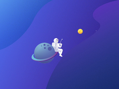 Playing in space astronaut design illustration rocket space ui vector