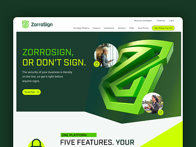 ZorroSign Redesign branding green logo rebranding redesign ui web design zorrosign