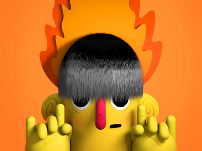 Metalhead 3d 3d artist character character design cinema4d fire illustration metalhead music yellow