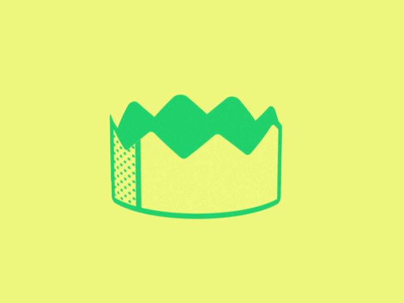 Royalty animation crown green halftone icon design lineart minimal motion graphics yellow
