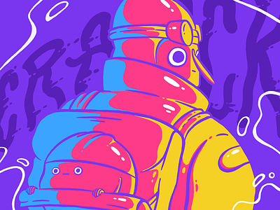 Explorers 2d blue cartoon character characterdesign colorful digital illustration neon pink yellow