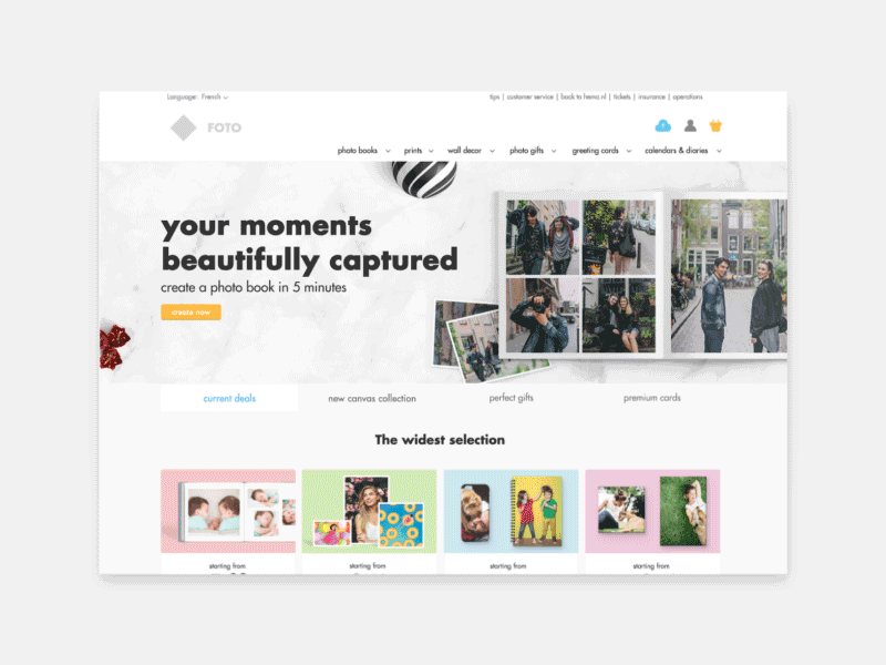 Photo site homepage interactions ui ux