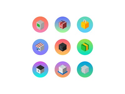 Isometric Series business department icons isometric