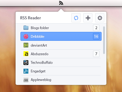 Mini RSS Reader app app blue grey mini minil popup reader rss small version white