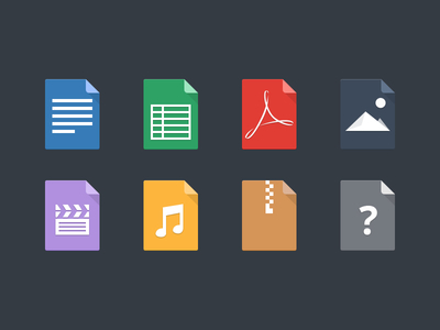 File Types adobe document excel file file icons file types folder icon icons type zip