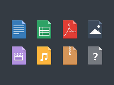 File Types adobe document excel file file icons file types folder icon icons type zip