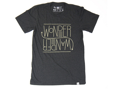 Wonder/Wander apparel brand charcoal custom hem tag shirt three tri blend wander wonder words