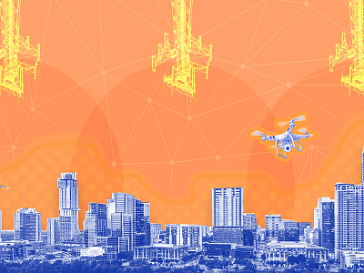 Connectivity Options for Smart Cities connectivity drone graphic design illustration iot network skyline smart smart city