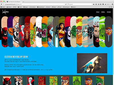 Custom Skate Board Site art front end development illustration skateboards web design