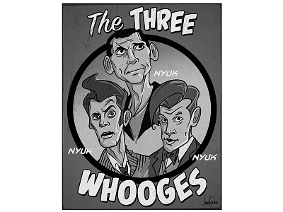 The 3 Whooges caricature doctor who illustration stooges
