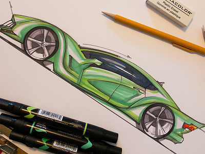 Green Mile car concept car design marker sketch