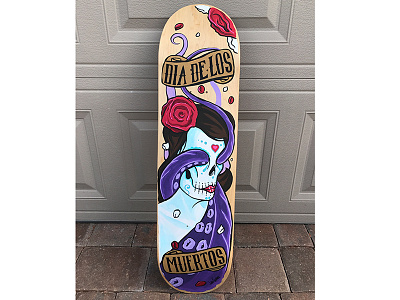 Dia De Los Muertos Board acrylic custom paint skateboard