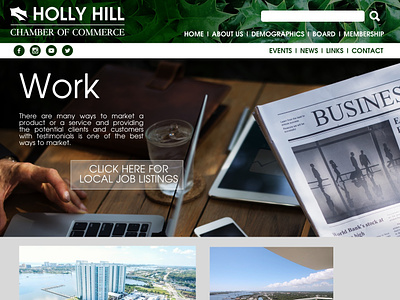 Holly Hill Chamber of Commerce Website Concept web design