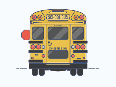 School Bus flat illustration kids line school school bus stroke vector