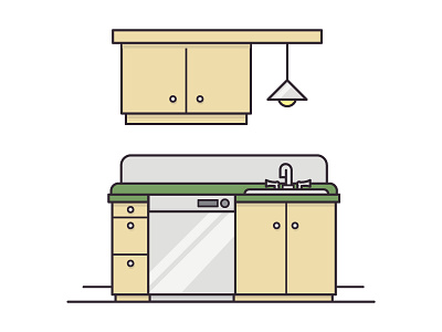 Kitchen illustration kitchen line stoke vector