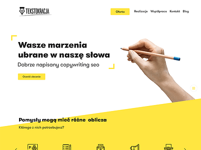 Landing Page Tekstokracja copywriting agency landing page redesign web web design yellow