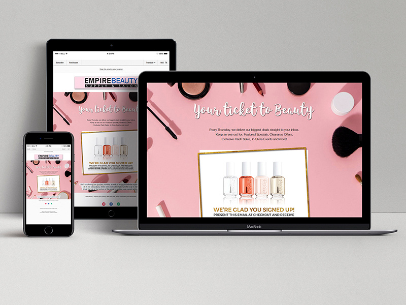 Ticket To Beauty - Mailchimp Newsletter cosmetics beauty email design email newsletter mailchimp newsletter email