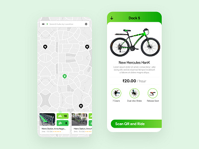 Android App Design for Rent Cycle clean cycle design rent ui ux