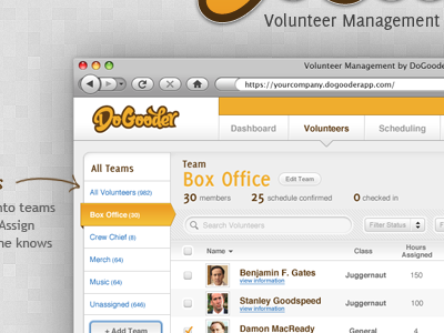 DoGooder app orange ui volunteer web