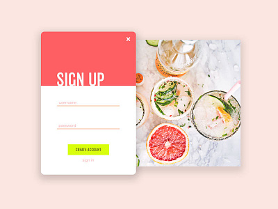 Sign Up - Daily UI 001 bright dailyui grapefruit signup ui